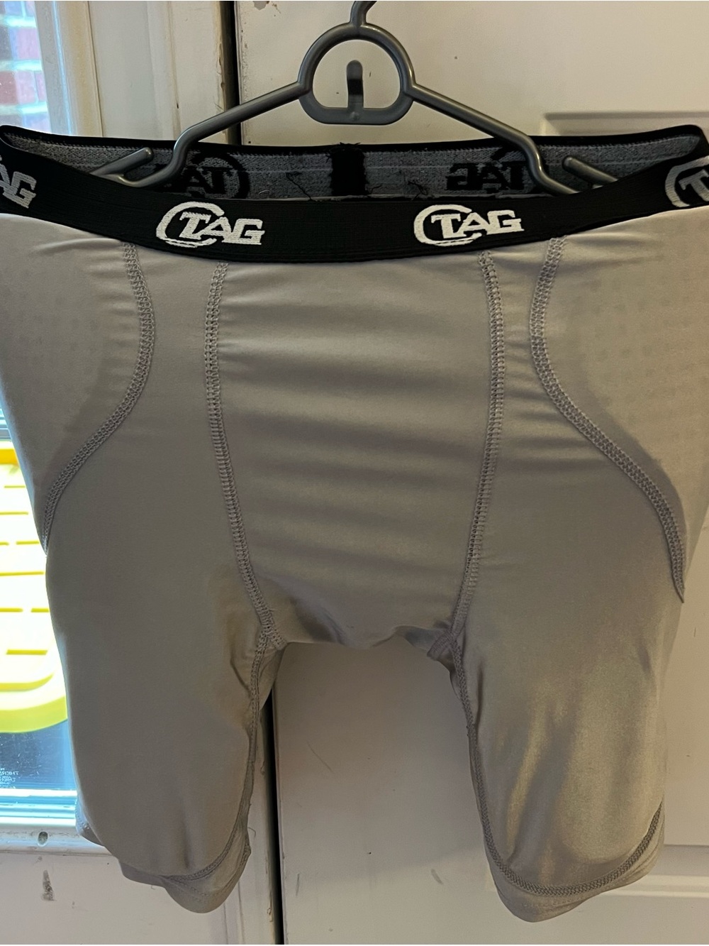 TAG Men’s Gray Performance Padded Fooball Shorts; Small